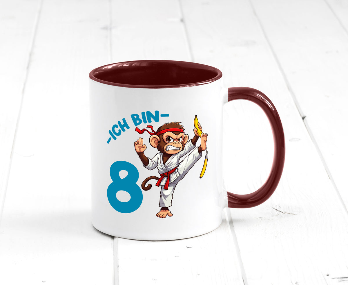 Ich bin 8 | 8. Geburtstag Karate Kampfsport Affe lustiger Spruch Geschenk Tasse