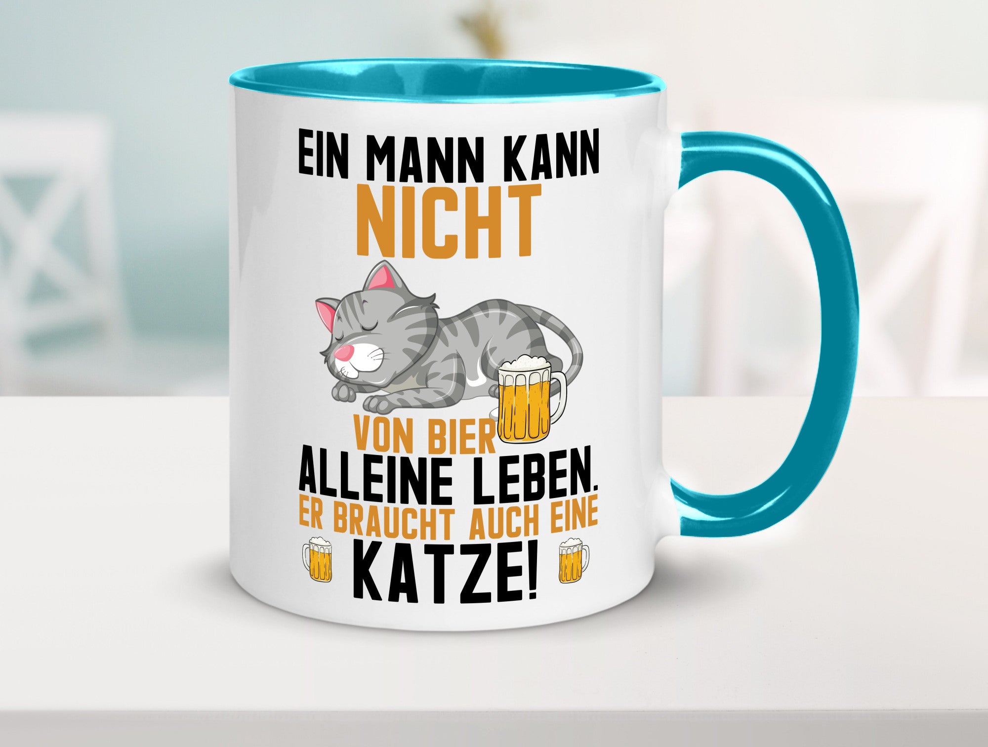 Von Bier leben | Mann braucht eine Katze Katzenliebhaber Geschenk Tierliebhaber