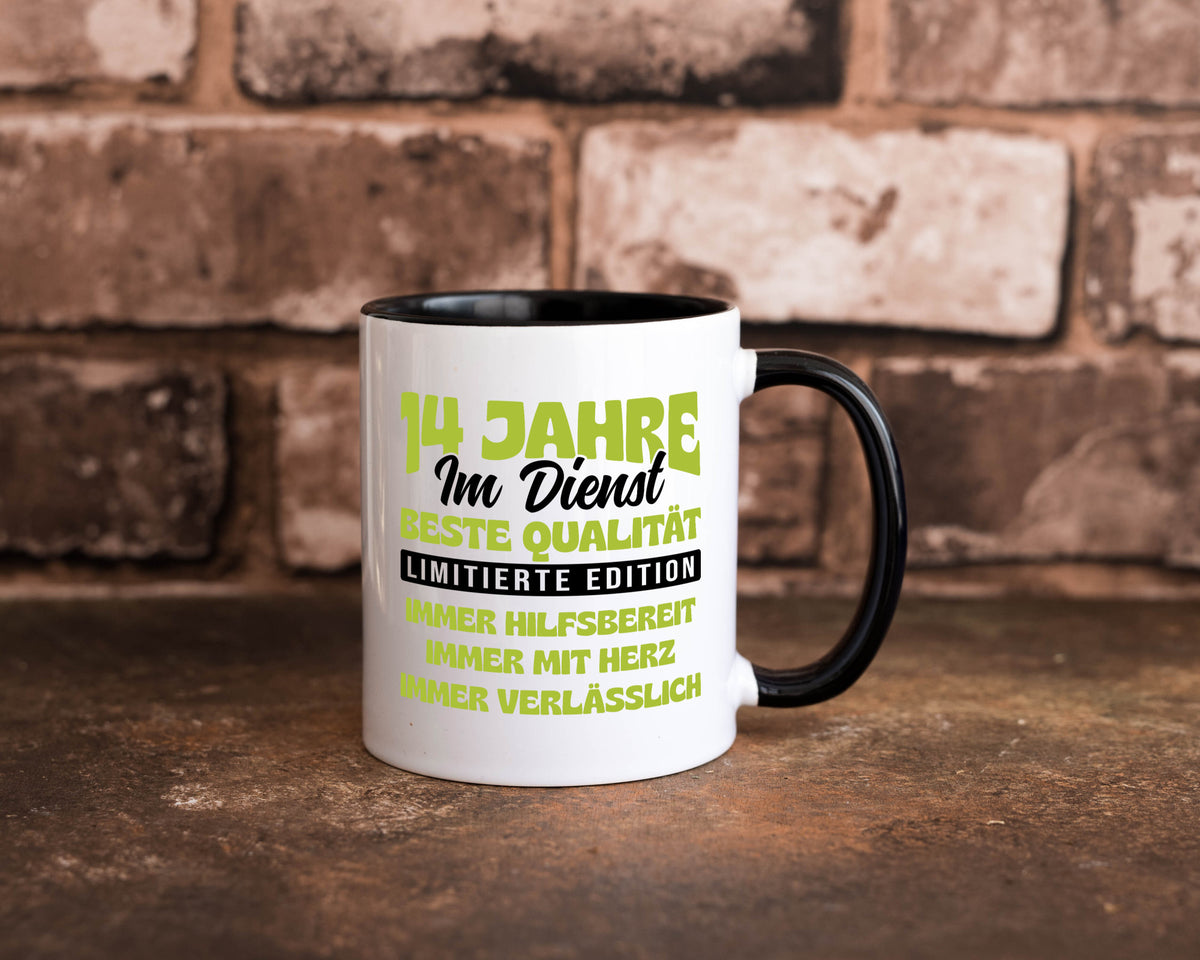 14 Jahre im Dienst | Jubiläum Arbeit v4 Geschenkidee Kollegen Büro Humor Tasse