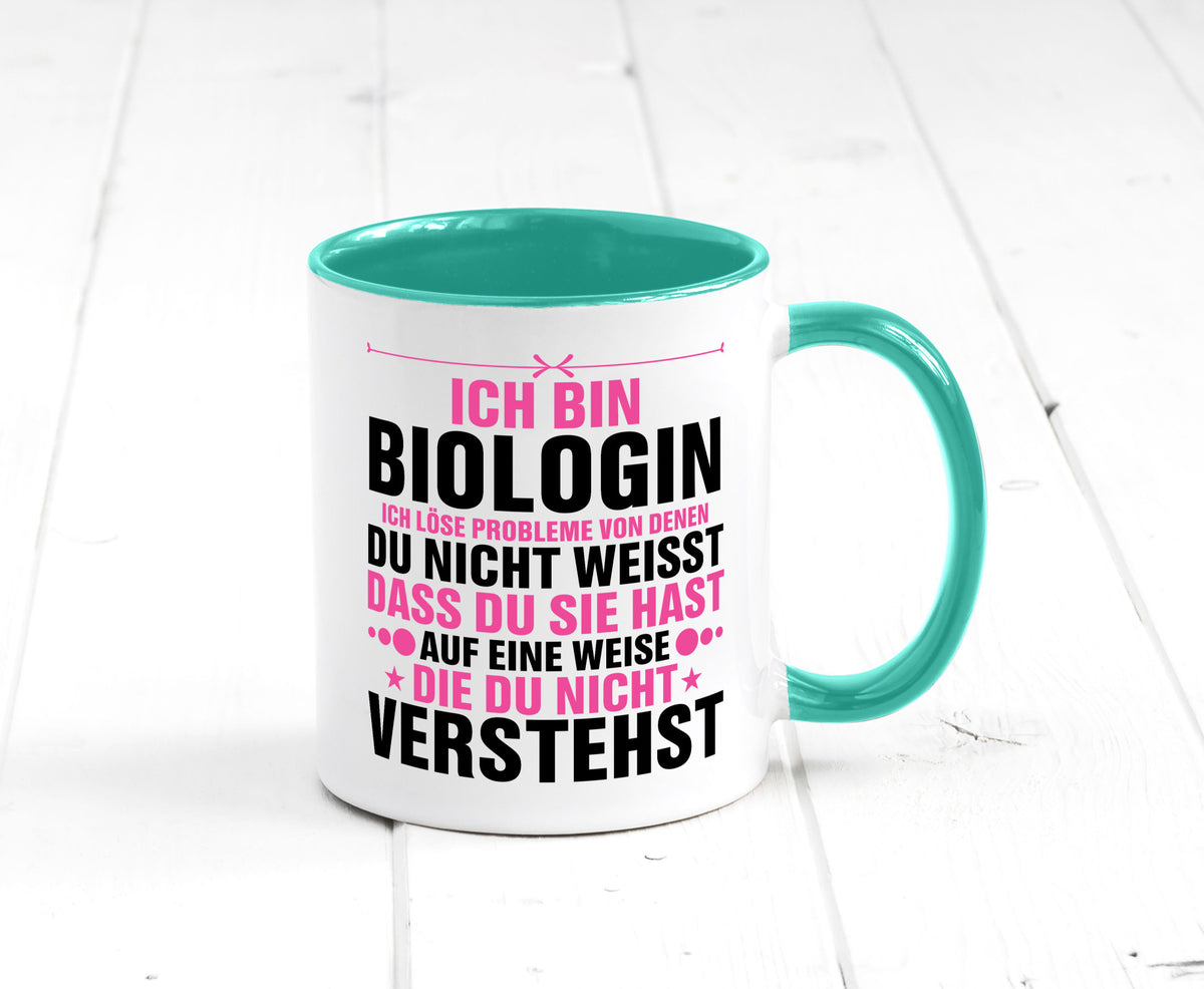 Löse Probleme: Biologin | Biologie Naturforscherin lustig Humor Geschenkidee Tasse