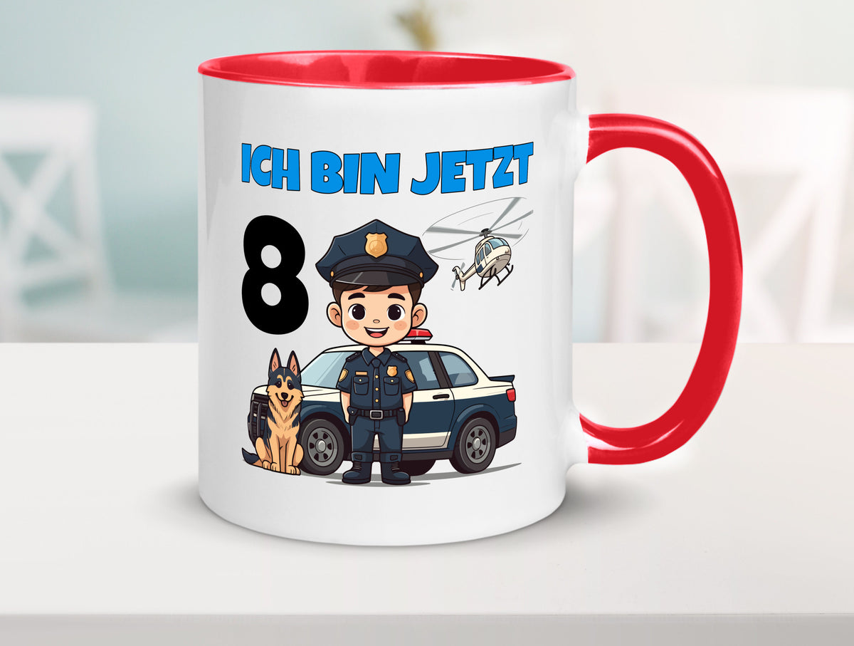 8. Geburtstag | 8 Jahre Polizei Kind Polizeiauto lustig Geschenkidee Geschenk Tasse