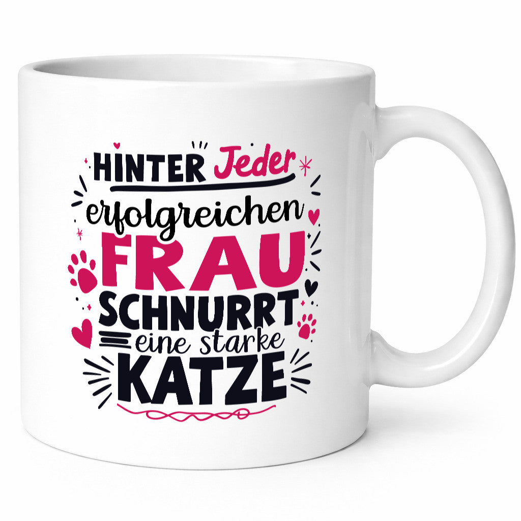 Erfolgreiche Frau schnurrrt eine Starke Katze | Katzendame Humor Tierliebhaber