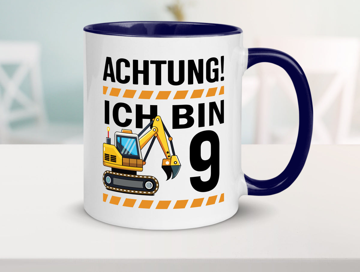 9 Geburtstag Ich bin | Bagger Junge lustiger Spruch Geschenk Geschenkidee Tasse