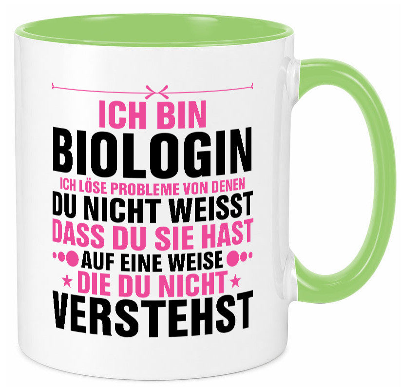 Löse Probleme: Biologin | Biologie Naturforscherin lustig Humor Geschenkidee Tasse