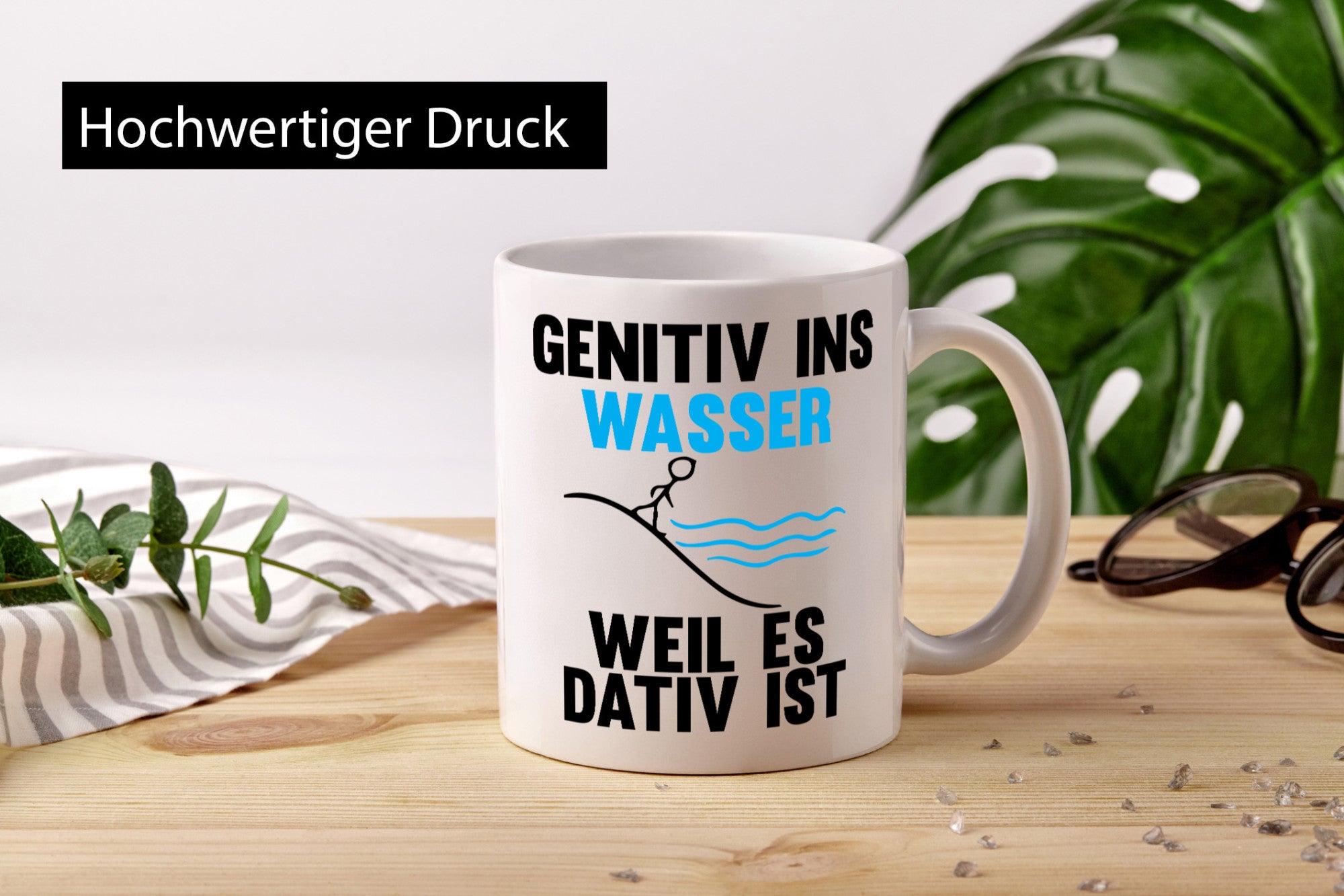 Genitiv Wasser weil Dativ | Grammatik Rechtschreibung Humor Geschenkidee Tasse