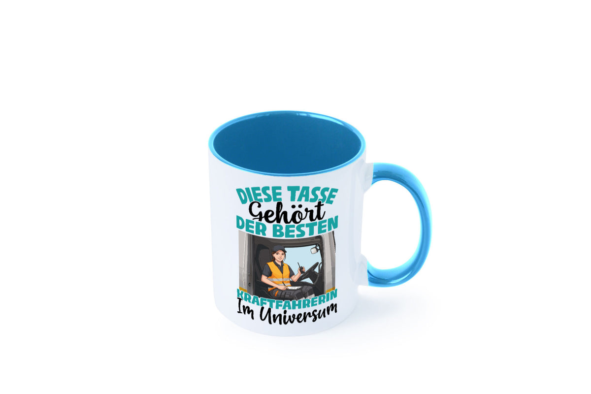 Im Universum: Kraftfahrerin | Lastwagen LKW lustig Humor Geschenkidee Geschenk Tasse
