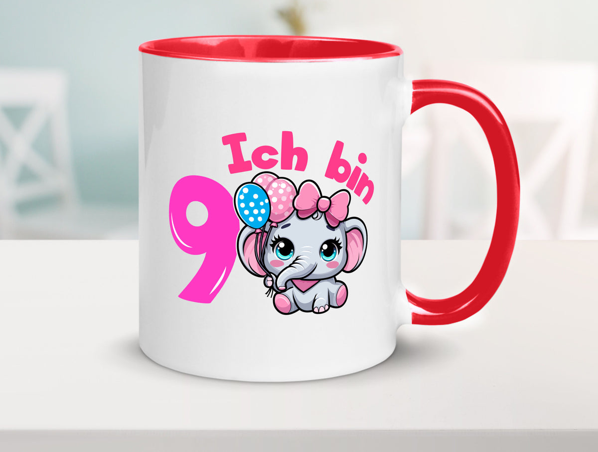 9. Geburtstag | 9 Jahre Elefant Mädchen Geschenk Geschenkidee lustiger Spruch Tasse