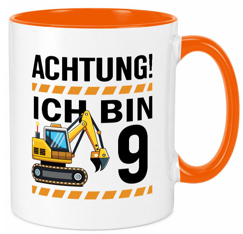 9 Geburtstag Ich bin | Bagger Junge lustiger Spruch Geschenk Geschenkidee Tasse