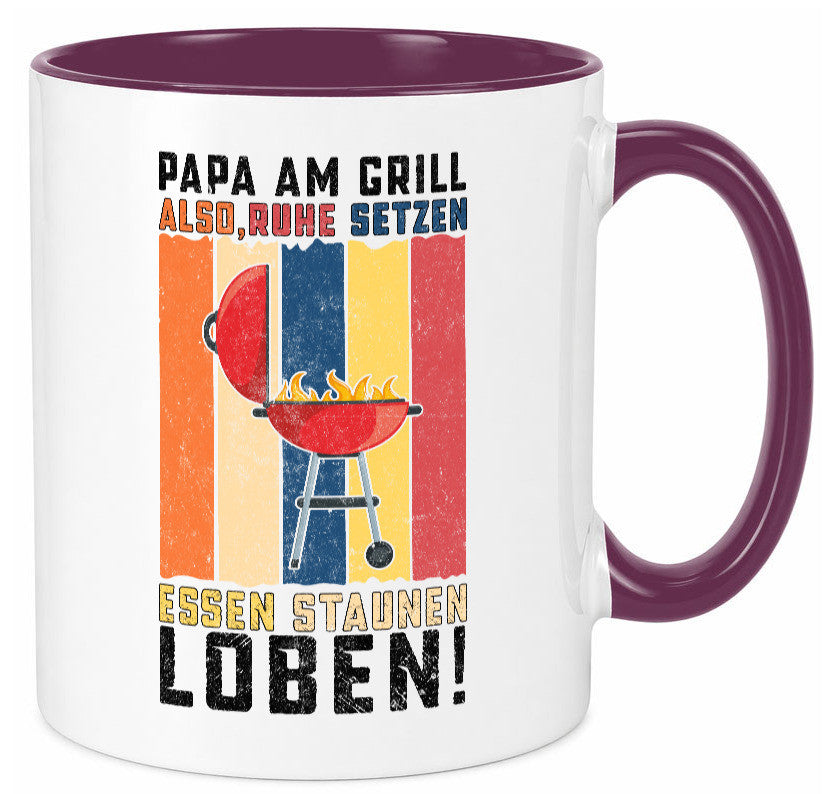 Papa am Grill | Grillmeister BBQ Grillabend v2 Geschenkidee Humor Tasse