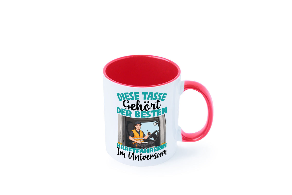 Im Universum: Kraftfahrerin | Lastwagen LKW lustig Humor Geschenkidee Geschenk Tasse