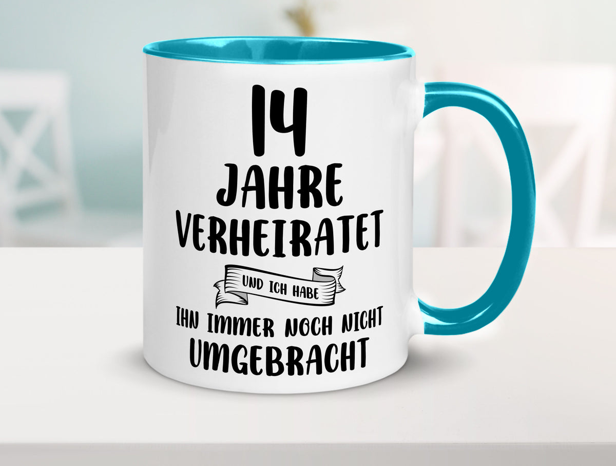 14 Jahre Verheiratet, immer noch am Leben! lustig Humor Geschenkidee Geschenk Tasse