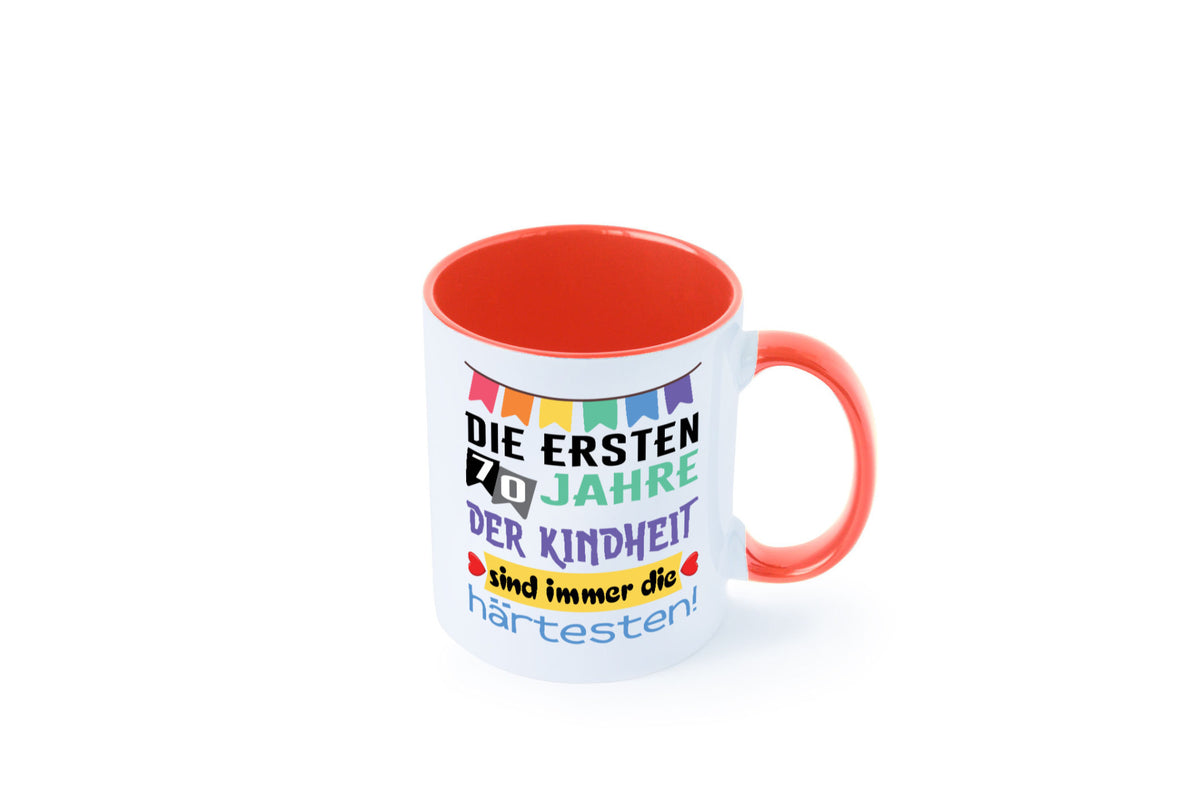 Die ersten 70 Jahre der Kindheit | 70. Geburtstag Rentner Humor Ruhestand Tasse