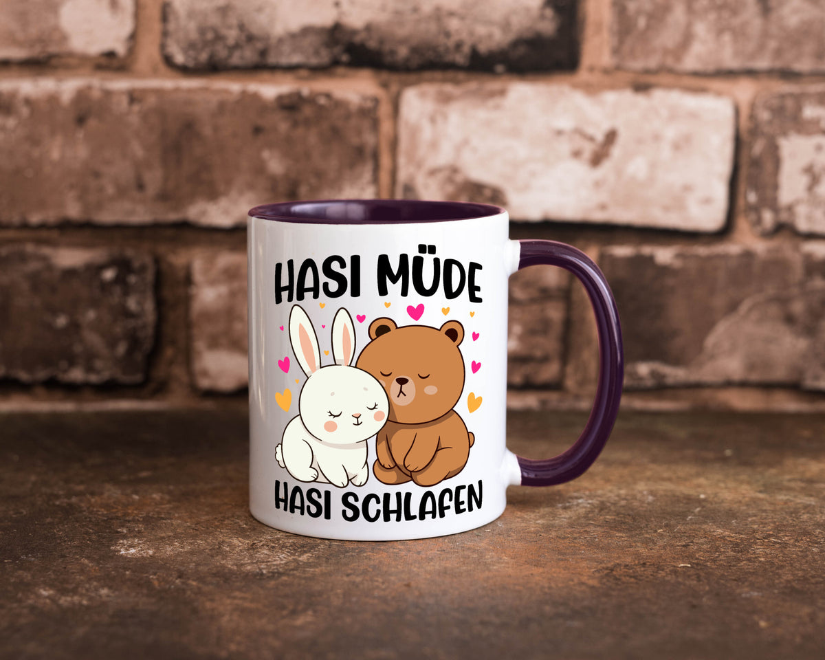 Hasi Müde | schlafen Kaninchen Häschen v2 lustiger Spruch Geschenk Humor Tasse