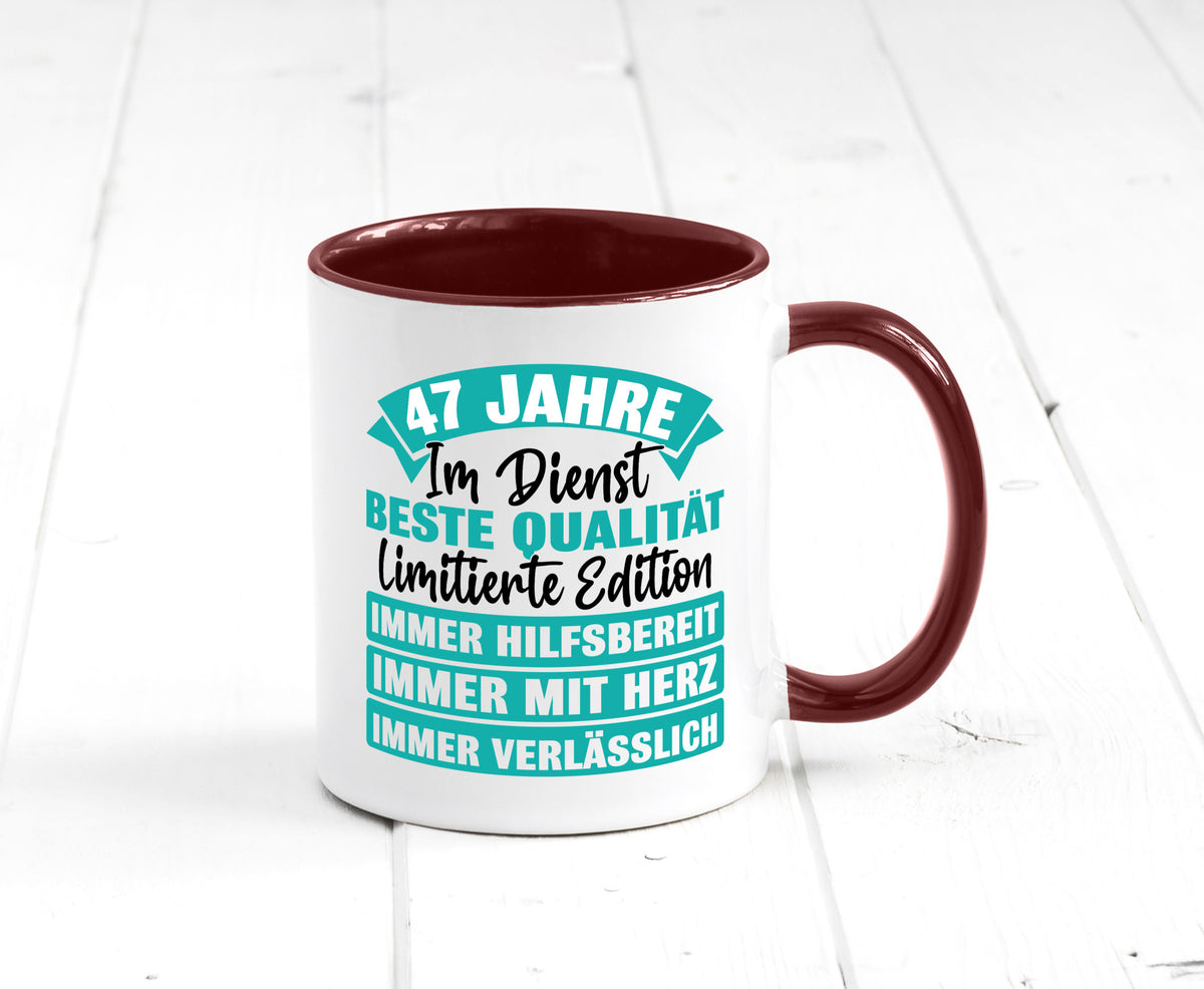 47 Jahre im Dienst | Jubiläum Arbeit Geschenk Kollegen Büro lustiger Spruch Tasse