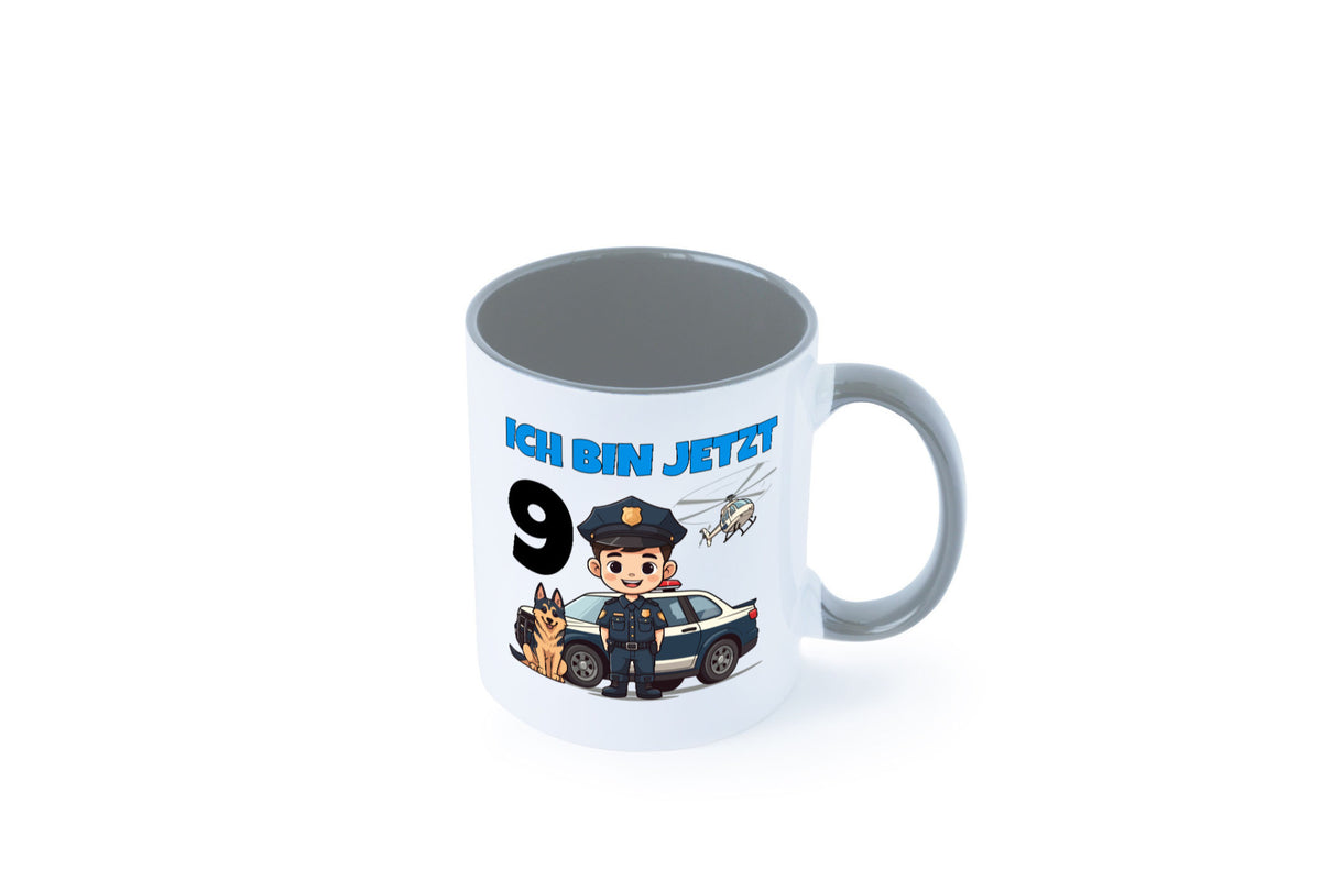 9. Geburtstag | 9 Jahre Polizei Kind Polizeiauto lustig Geschenkidee Geschenk Tasse