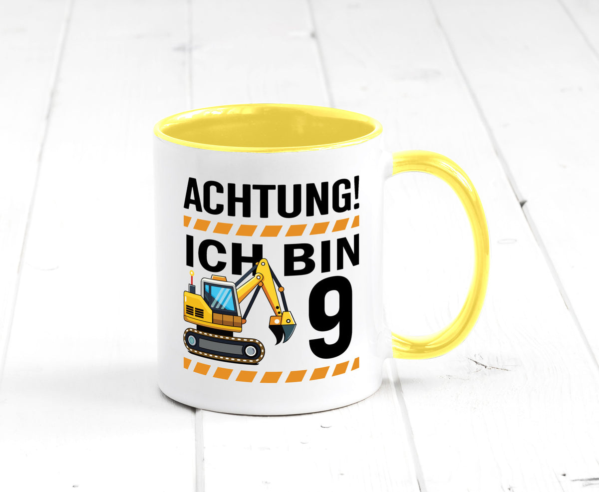 9 Geburtstag Ich bin | Bagger Junge lustiger Spruch Geschenk Geschenkidee Tasse