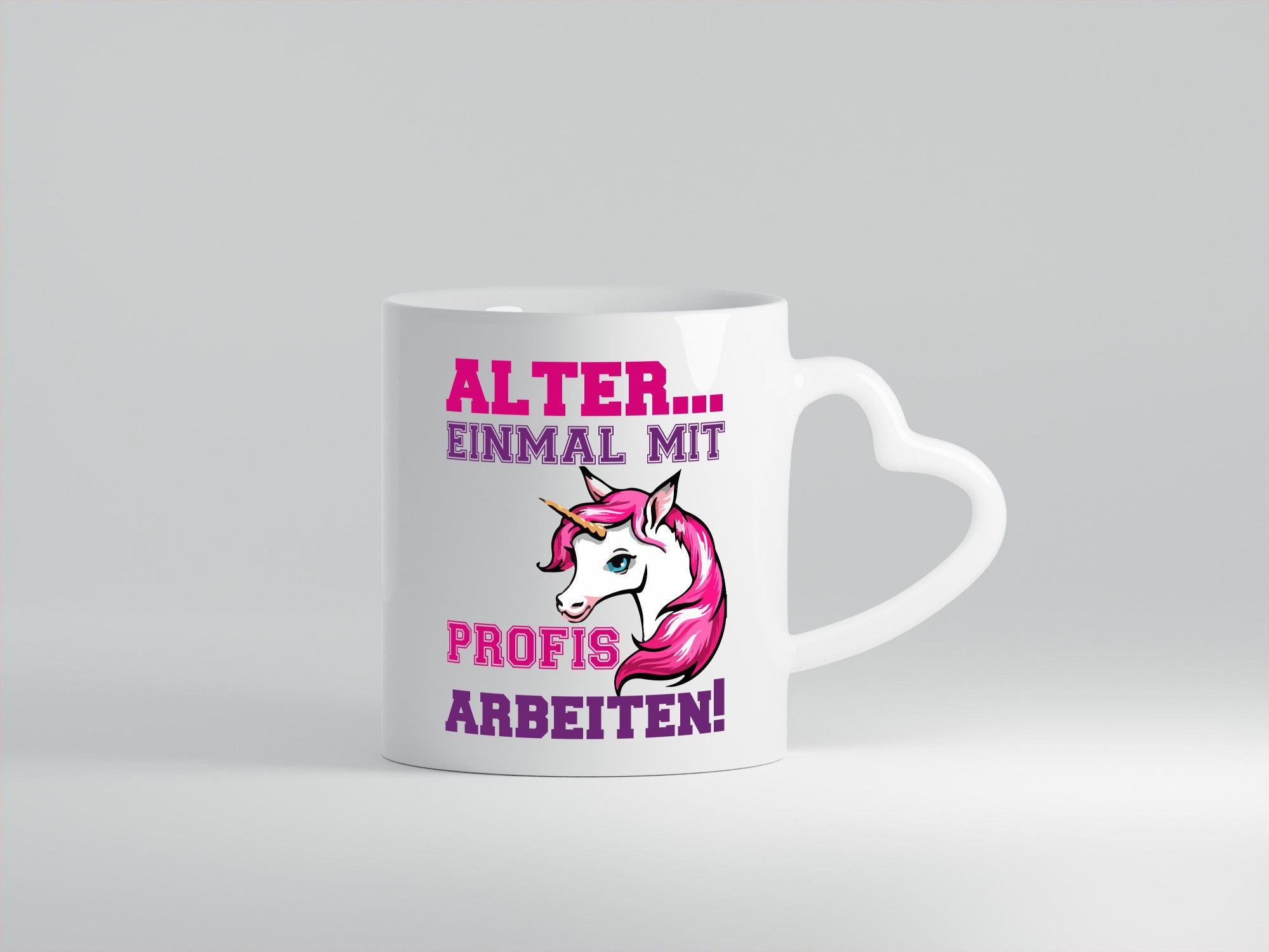 Mit Profis arbeiten | grimmiges Einhorn witzige Tasse Humor Arbeit Kollegen