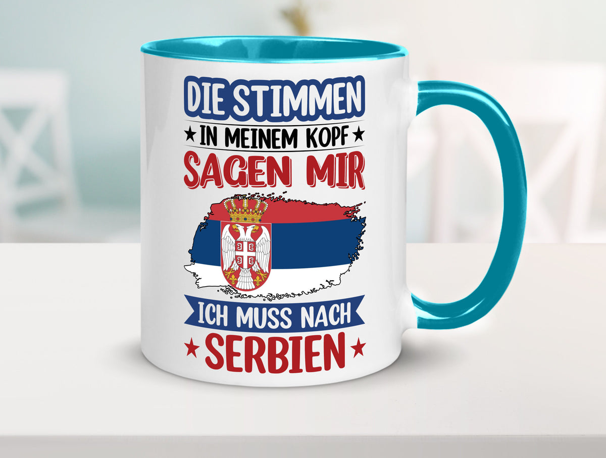 Serbien | Urlaub Stimmen in meinem Kopf Traumland v2 Geschenk Humor Tasse