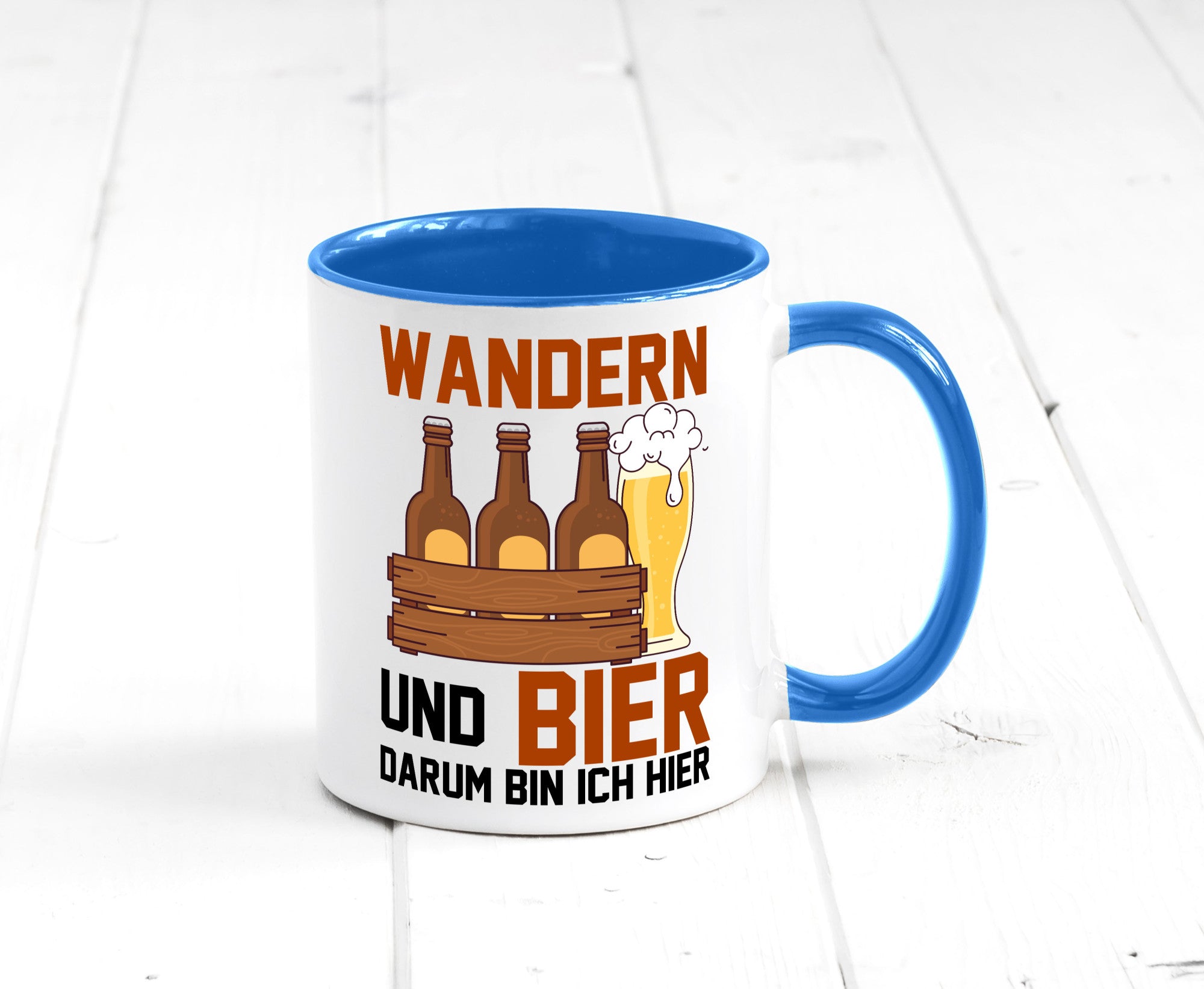 Wandern und Bier darum bin ich hier | Bierkasten lustiger Spruch Geschenk Humor