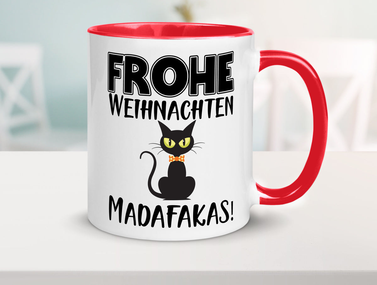 Frohe Weihnachten Madafakas! | Katze Tasse Vintage lustiger Spruch Geschenk