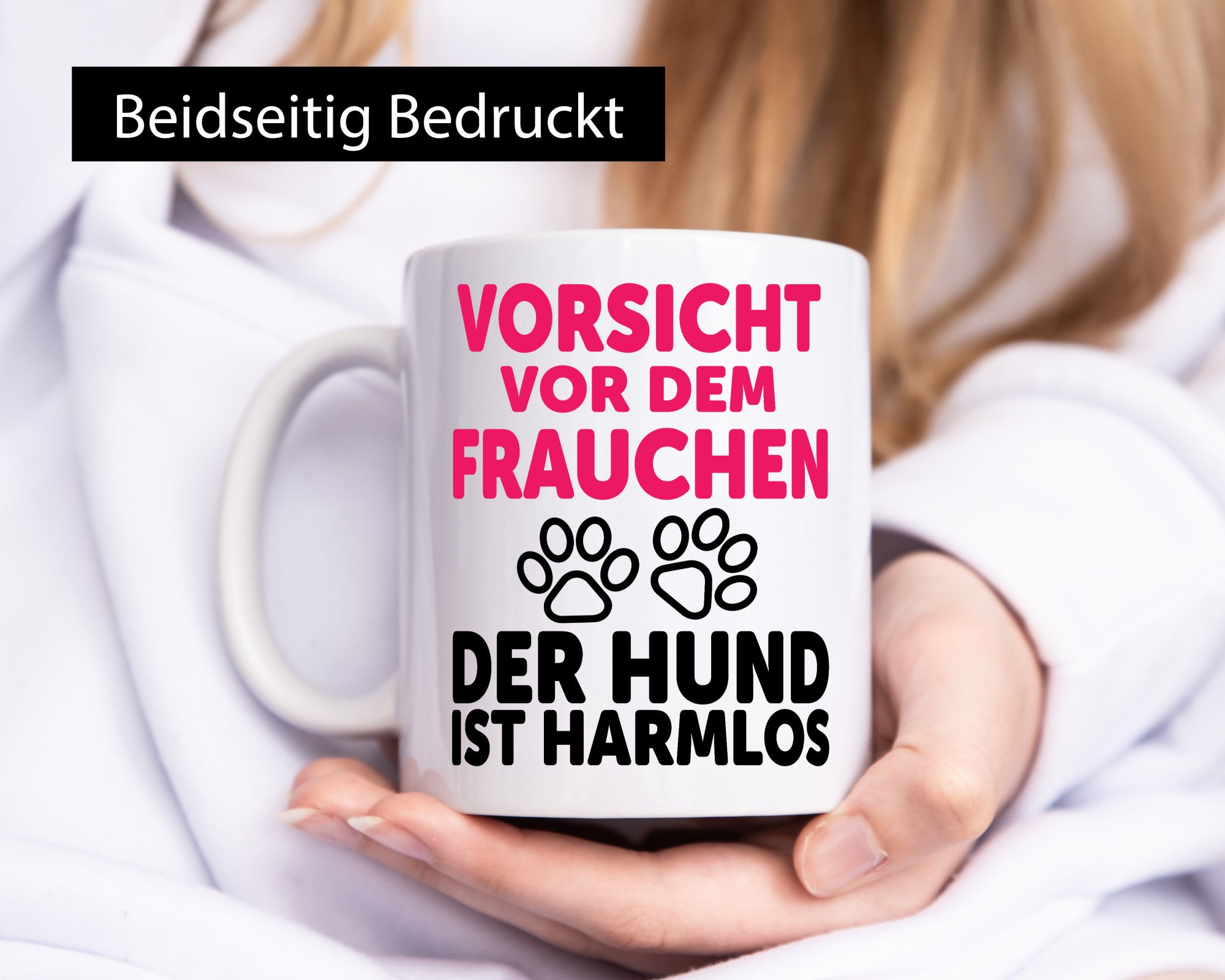 Vorsicht vor dem Frauchen der Hund ist Harmlos | Geschenk Tierliebhaber Humor