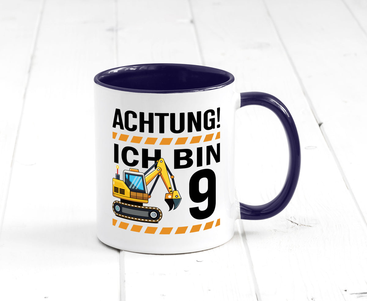 9 Geburtstag Ich bin | Bagger Junge lustiger Spruch Geschenk Geschenkidee Tasse
