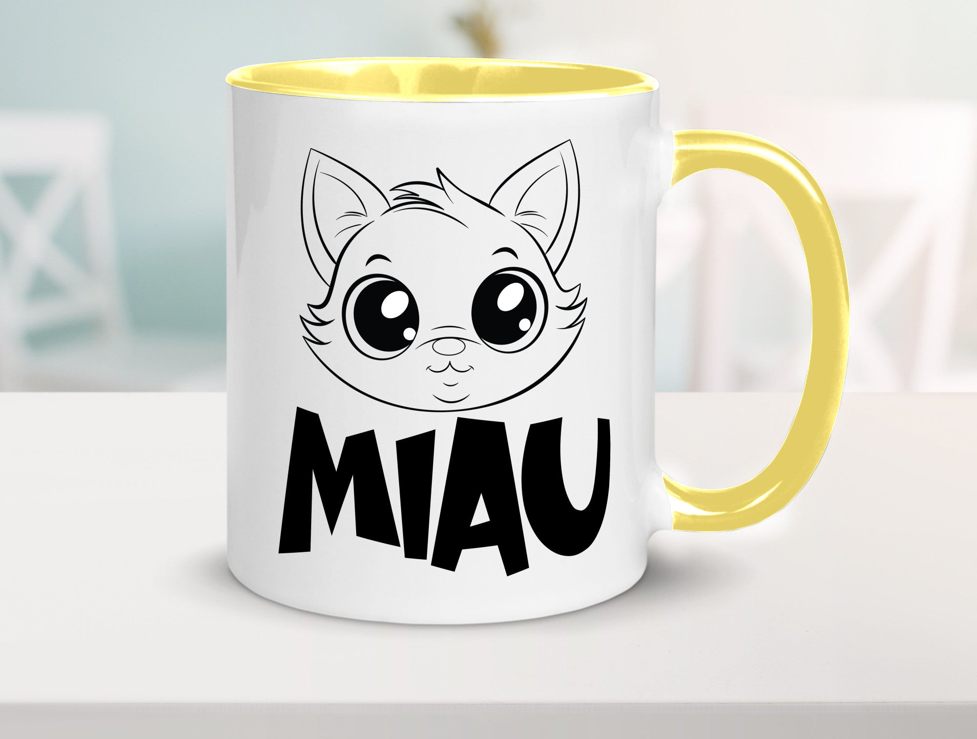 Miau | Katze Geschenkidee Tierliebhaber Humor Tasse