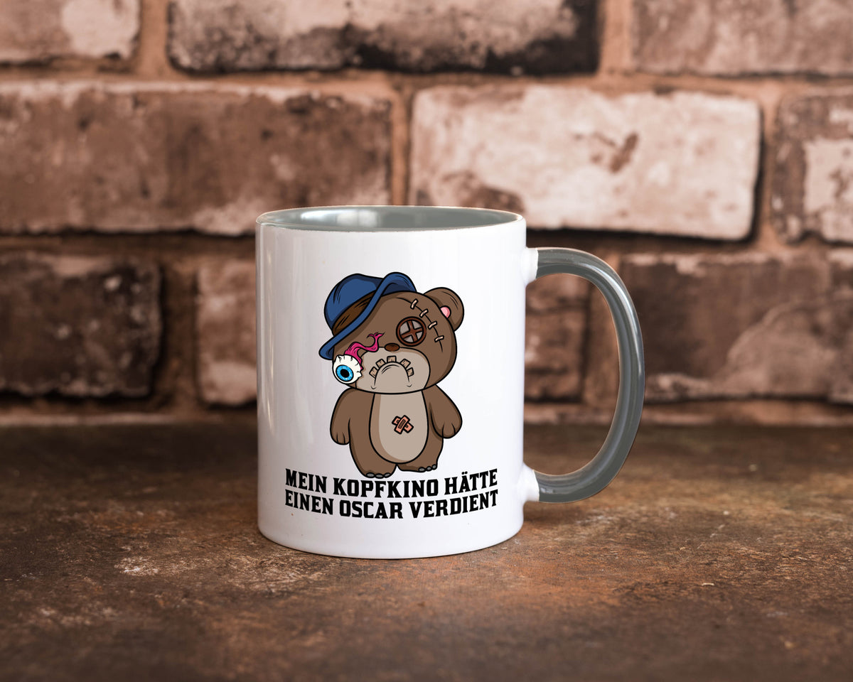 Mein Kopfkino hätte Oscar verdient | kaputter Bär Comic lustiger Spruch Tasse