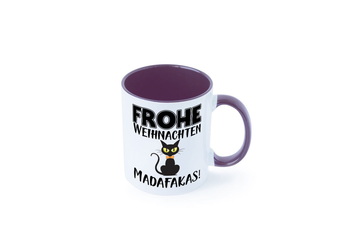 Frohe Weihnachten Madafakas! | Katze Tasse Vintage lustiger Spruch Geschenk
