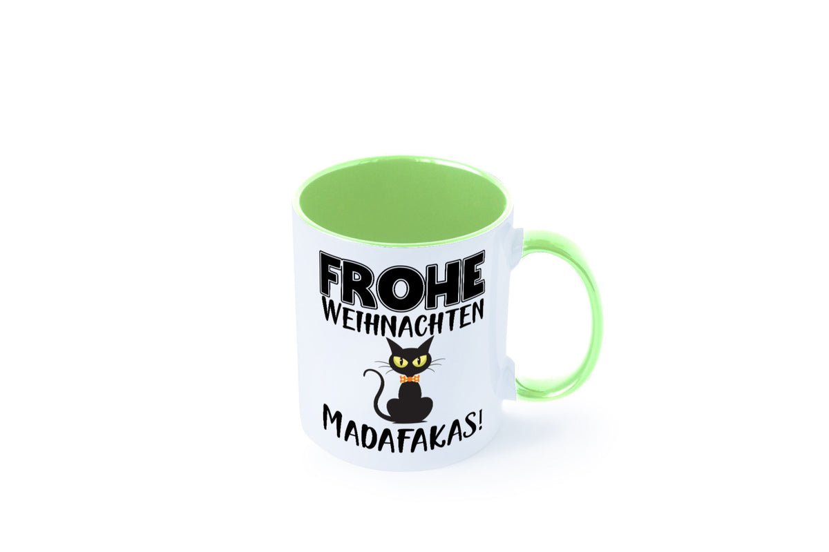 Frohe Weihnachten Madafakas! | Katze Tasse Vintage lustiger Spruch Geschenk