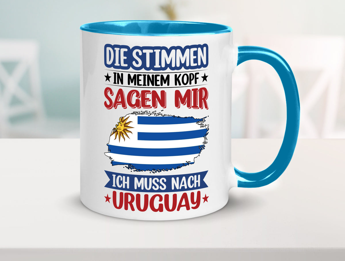 Uruguay | Urlaub Stimmen in meinem Kopf Traumland Geschenk Humor Geschenkidee Tasse