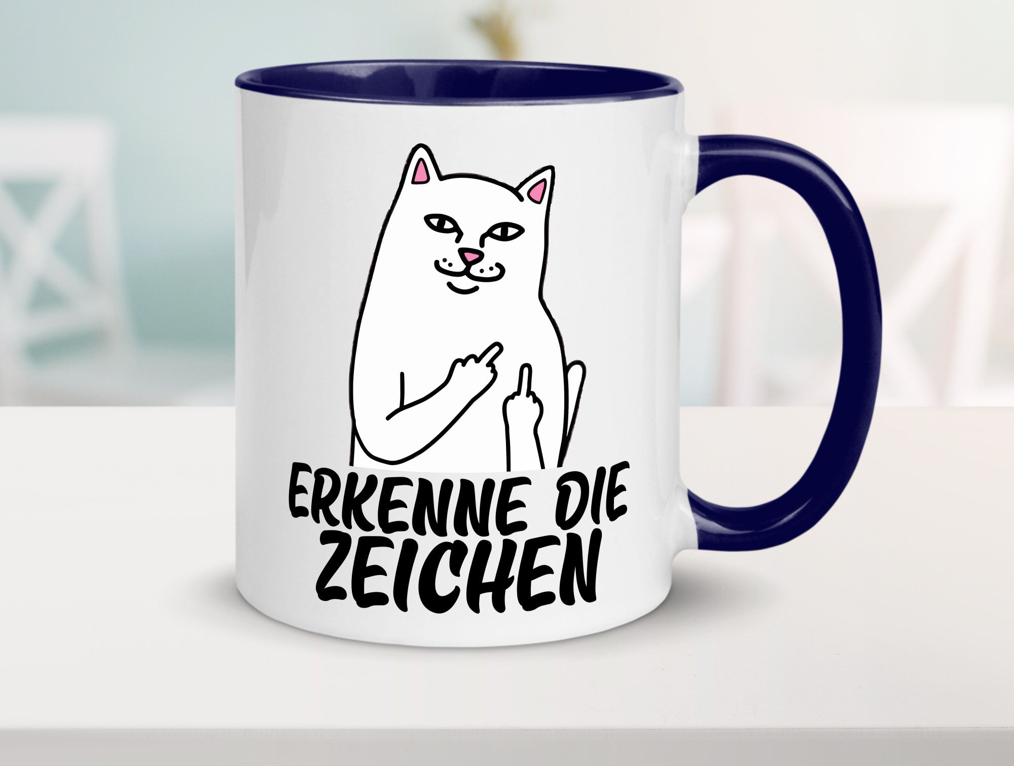 Erkenne die Zeichen | Katze Schatten Mittelfinger Geschenk Tierliebhaber Humor
