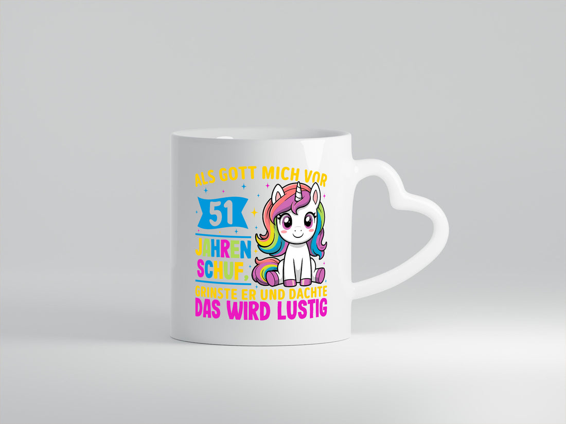 51. Geburtstag | Als Gott mich schuf 40 Jahre v2 lustig Geschenkidee Geschenk Tasse