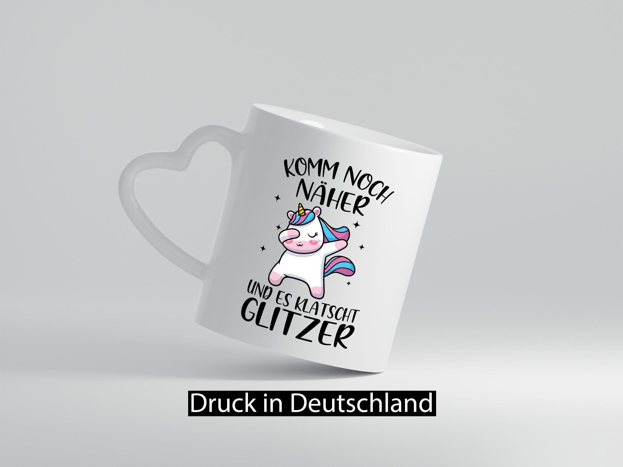 Komm näher, es klatscht Glitzer | Einhorn Strerne Geschenkidee Humor Tasse
