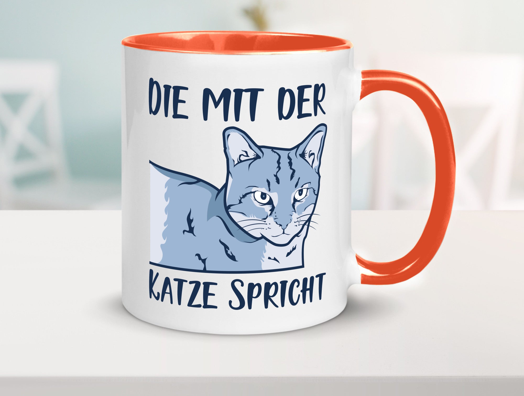 Die mit der Katze spricht | Humor Tierliebhaber Geschenkidee Tasse