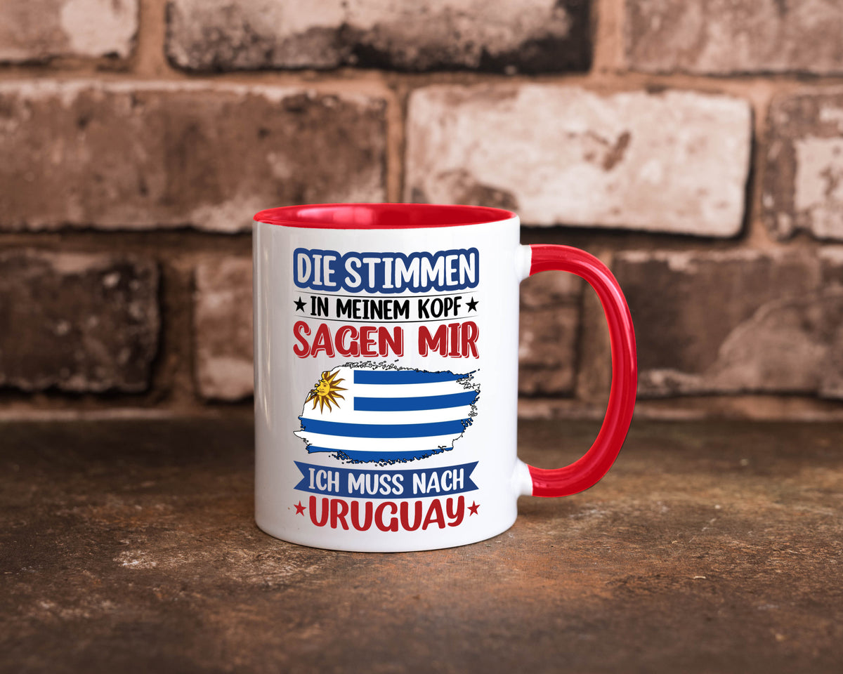Uruguay | Urlaub Stimmen in meinem Kopf Traumland Geschenk Humor Geschenkidee Tasse