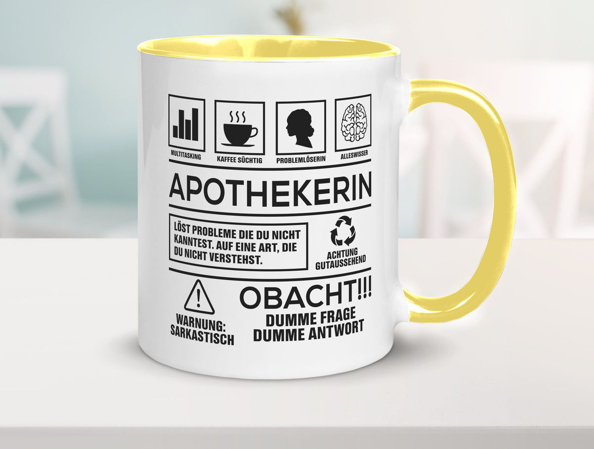 Achtung Probleme Apothekerin | Apotheke Pharmazie Humor Geschenkidee Tasse