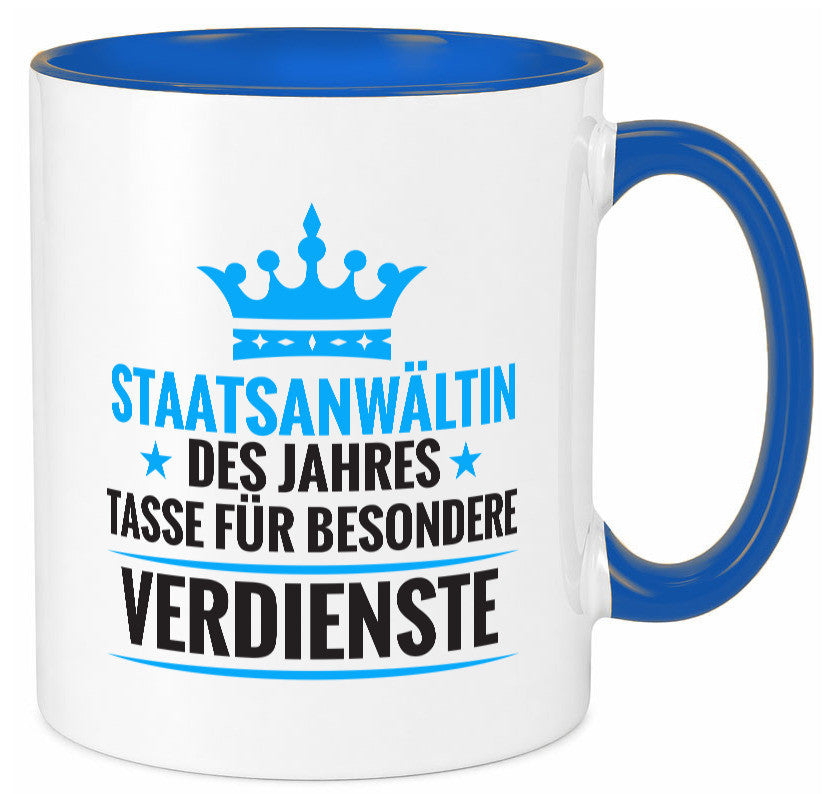 Besonderer Verdienst: Staatsanwältin | Anwältin lustiger Spruch Geschenk Humor Tasse