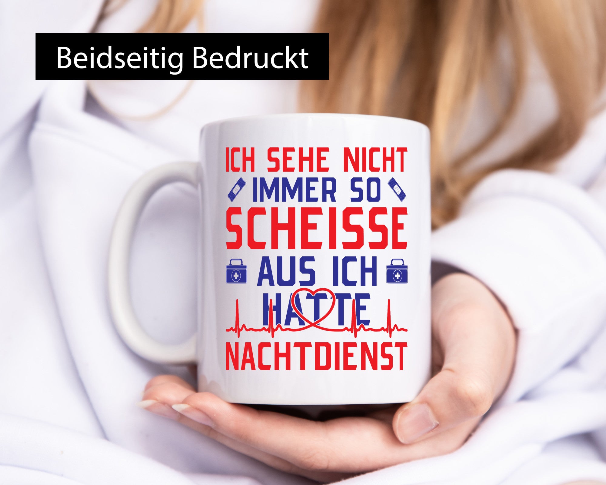 Scheisse, Nachtdienst | Arztkoffer Herzschlag Herz Geschenkidee Humor Tasse