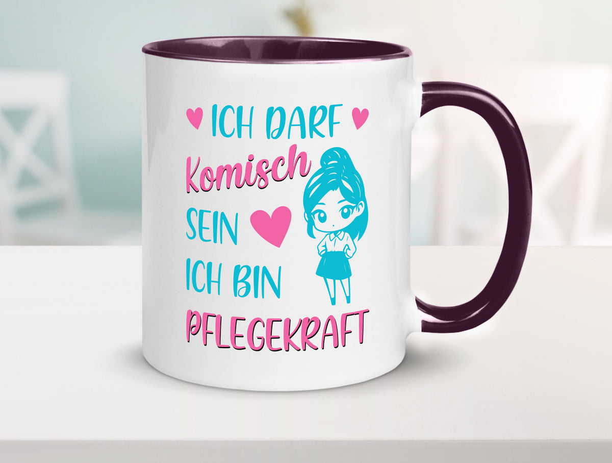 Ich darf komisch sein | Pflegekraft Geschenkidee Humor Tasse
