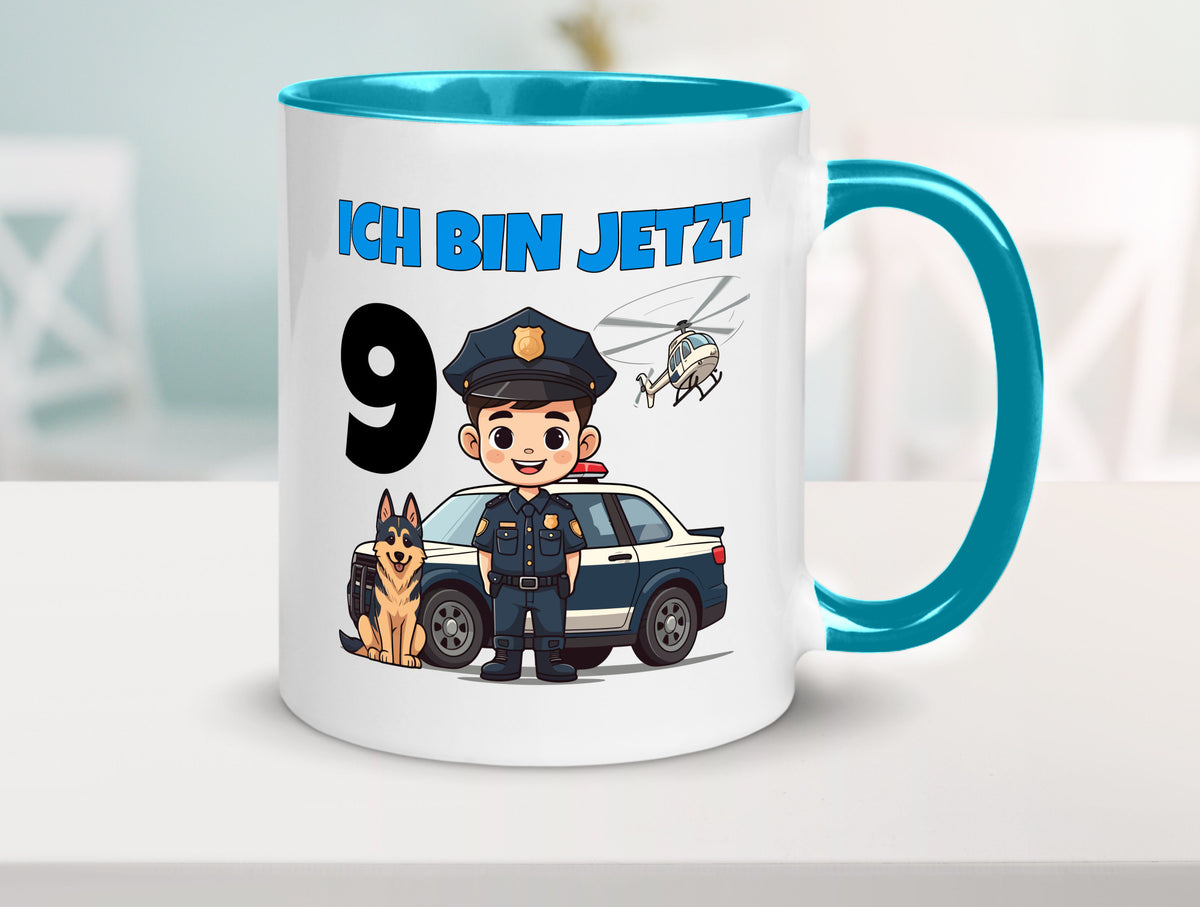 9. Geburtstag | 9 Jahre Polizei Kind Polizeiauto lustig Geschenkidee Geschenk Tasse