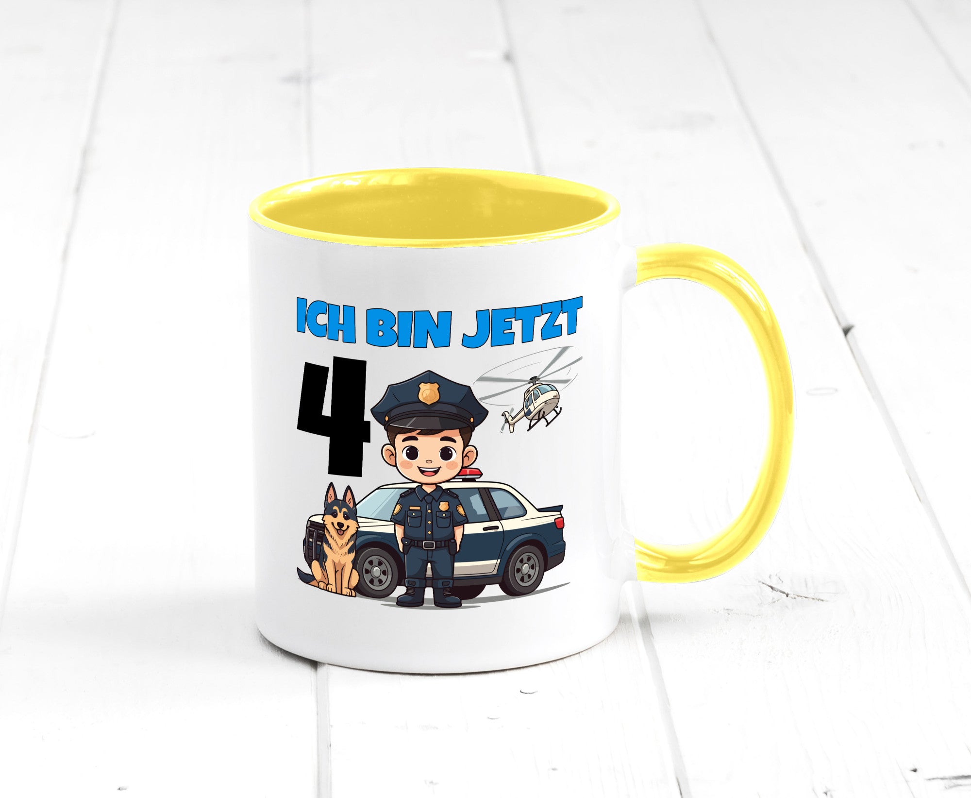 4. Geburtstag | 4 Jahre Polizei Kind Polizeiauto Humor Geschenkidee Tasse