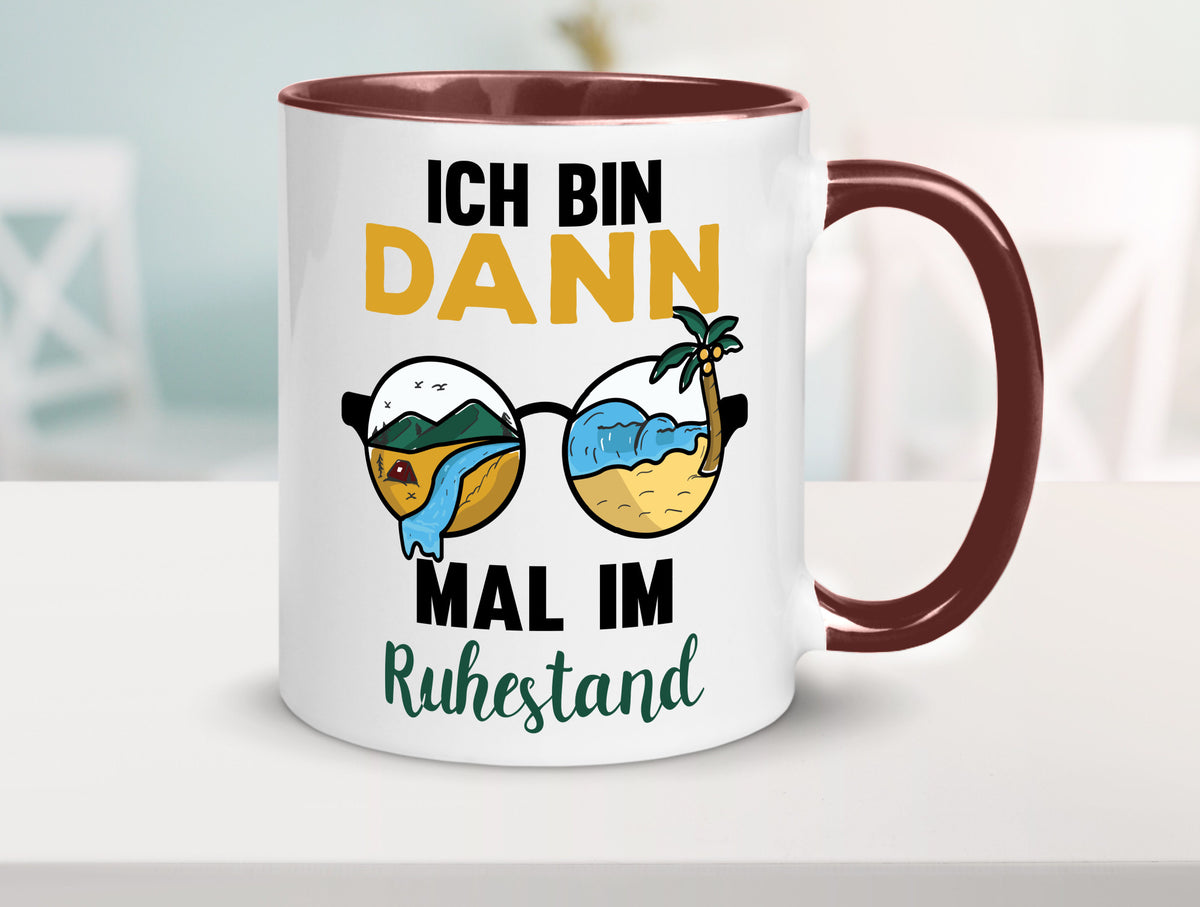 Bin dann mal im Ruhestand | Sonnenbrille Palme Meer lustig Jubiläum Geschenk Tasse