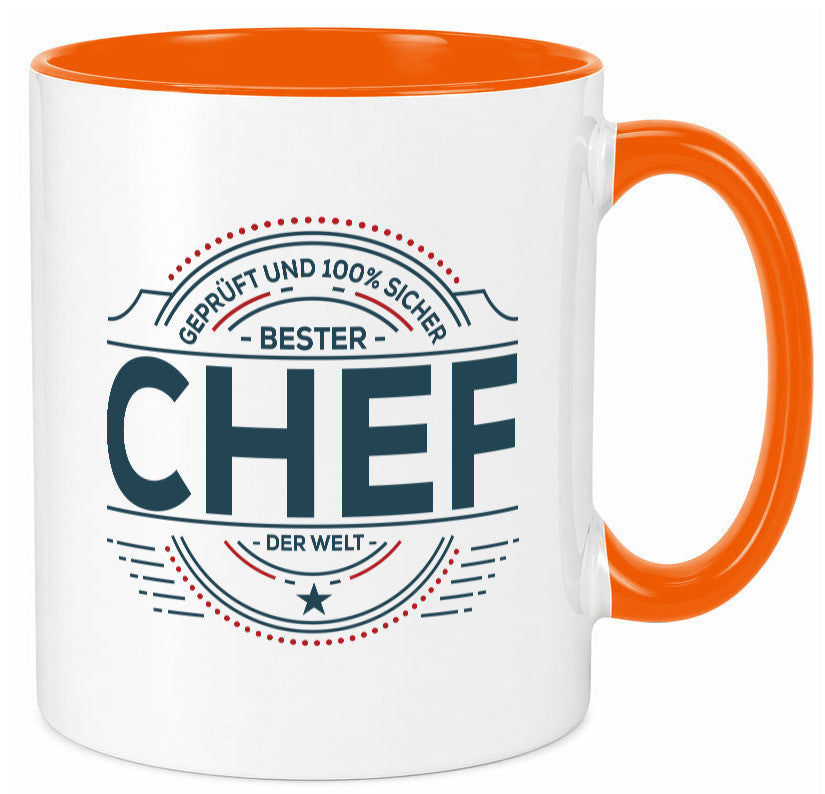 Geprüft und sicher: Chef | Führungskraft Vorgesetzter lustig Arbeit Kollegen Tasse