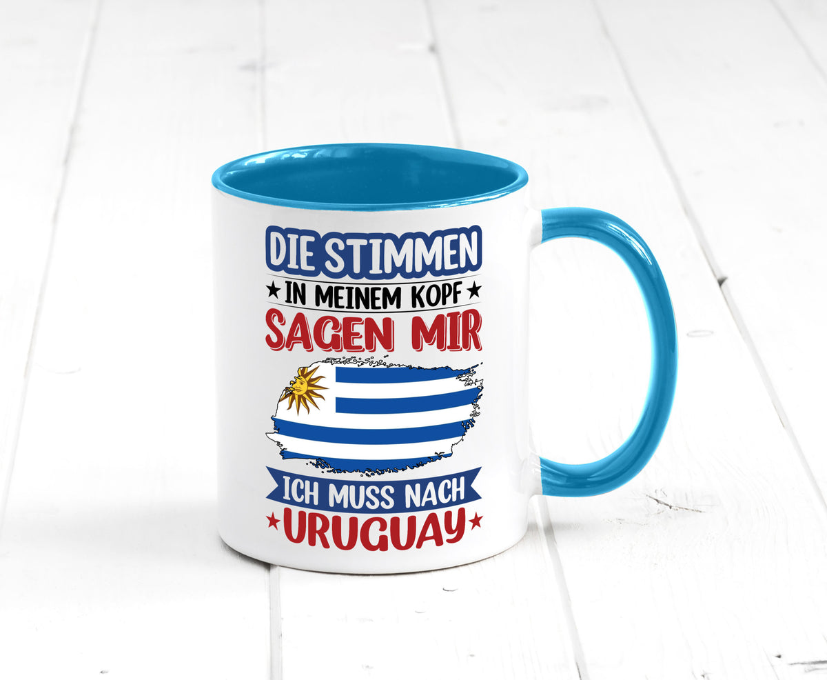 Uruguay | Urlaub Stimmen in meinem Kopf Traumland Geschenk Humor Geschenkidee Tasse