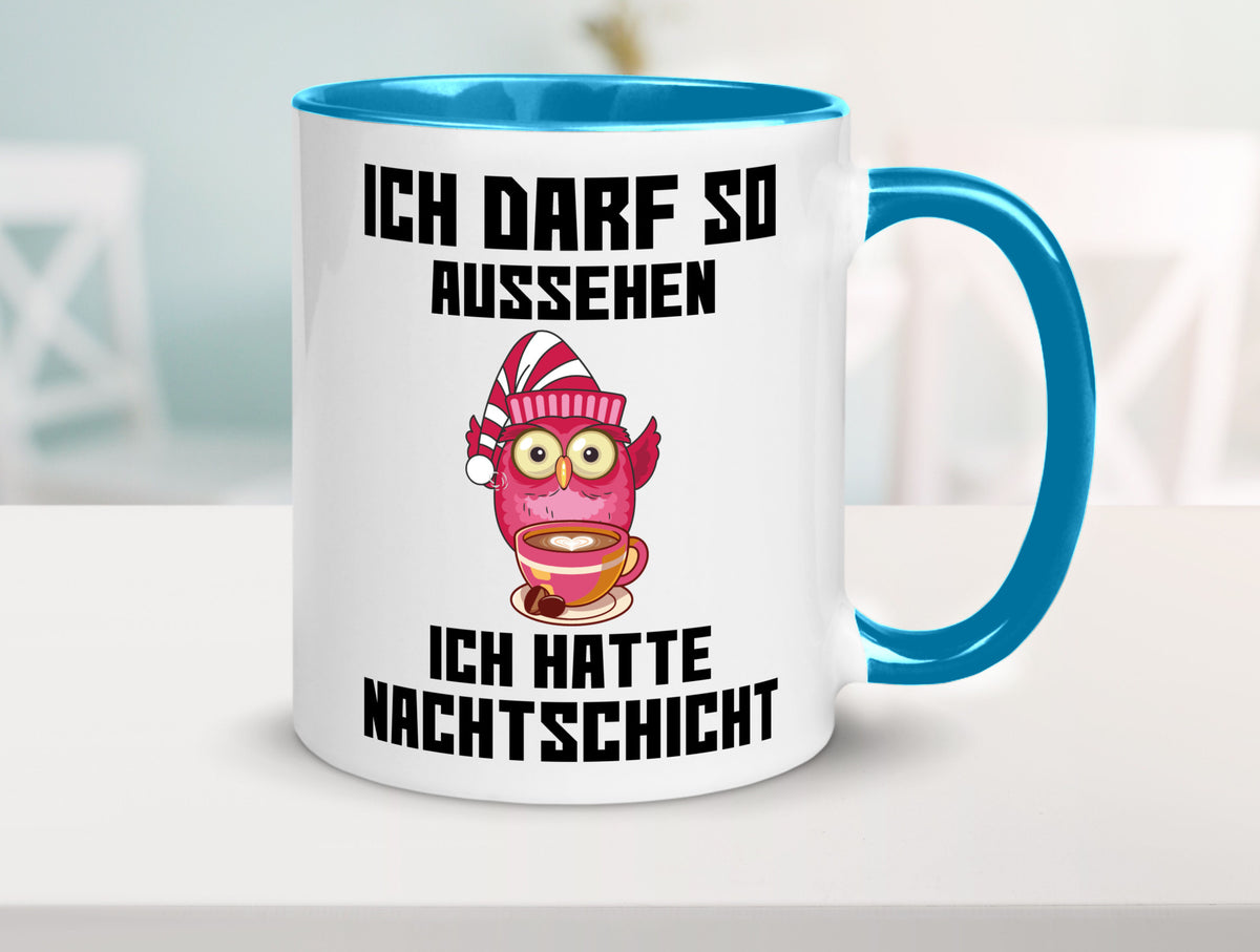 Nachtschicht Eule | Spruch Arbeit müde Nachtjob Geschenkidee Kollegen Büro Tasse