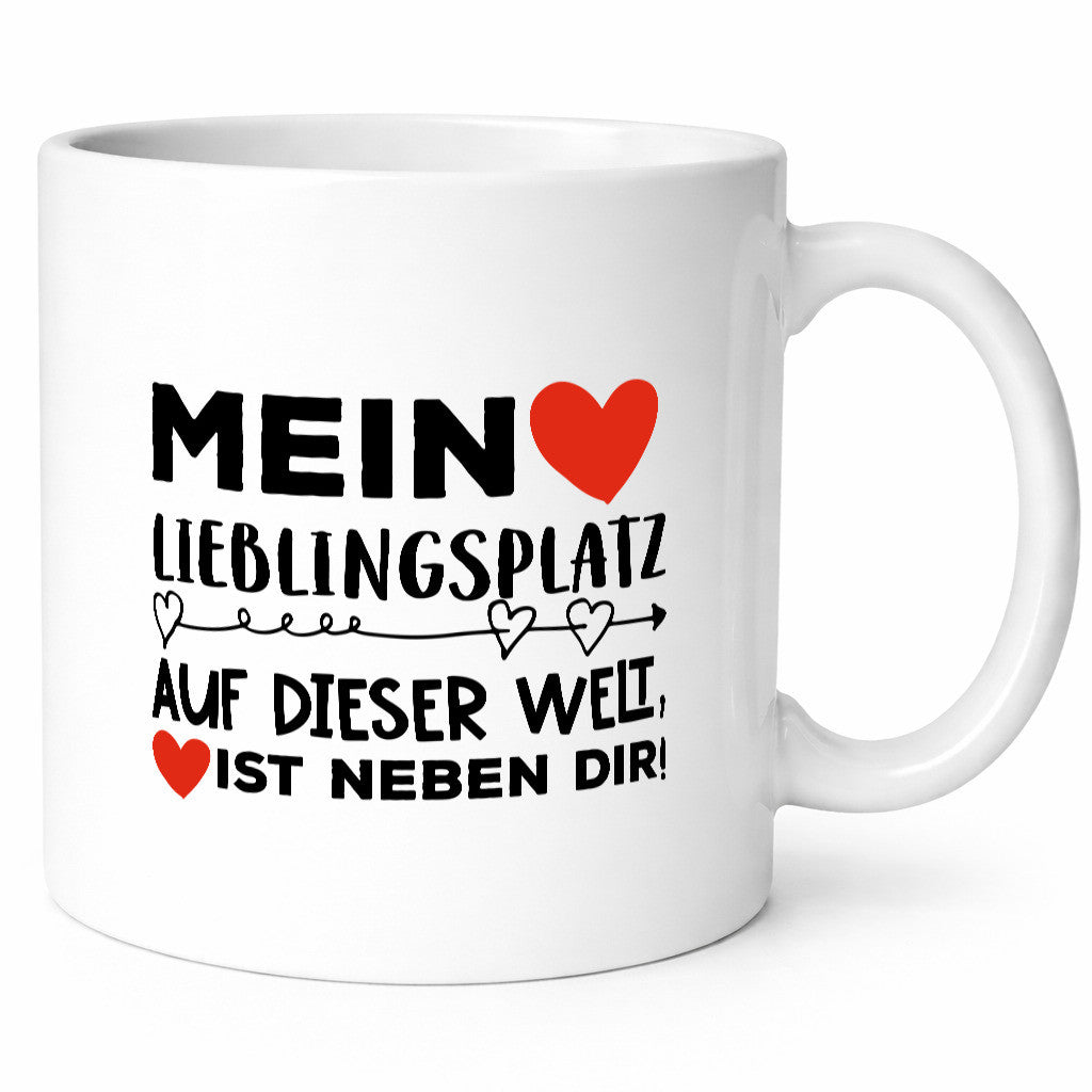 Lieblingsplatz ist neben dir | Pärchen Tasse Romantik Humor Familie Geschenkidee