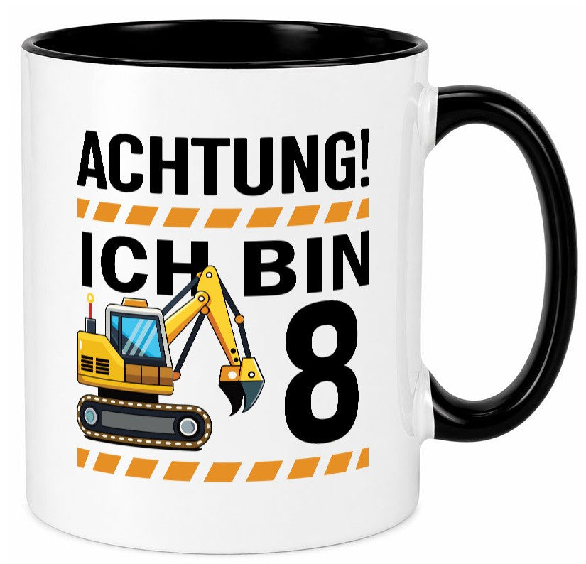 8 Geburtstag Ich bin | Bagger Junge Geschenk Geschenkidee lustiger Spruch Tasse