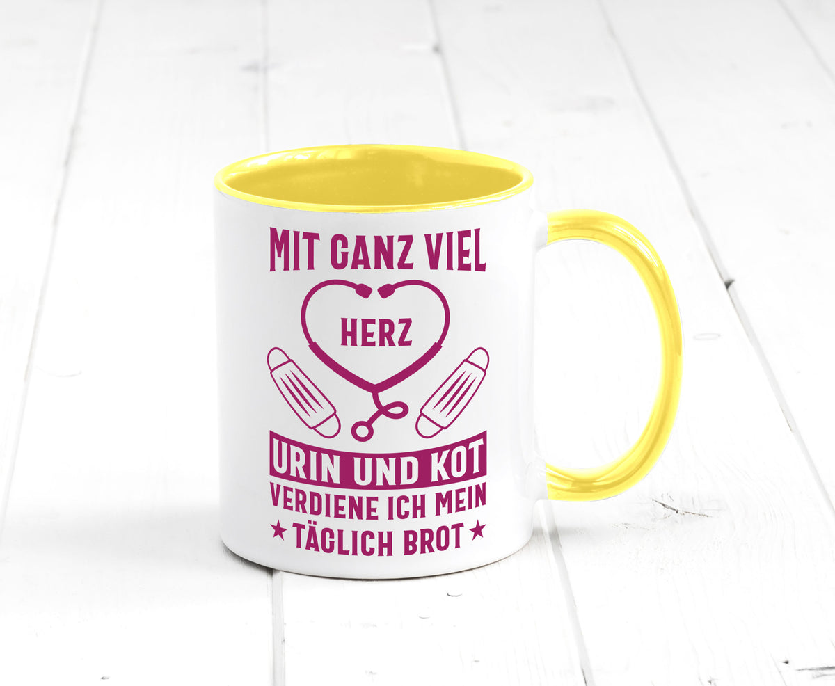 Herz, Urin, Kot, damit verdien ich mein Brot | Stethoskop Geschenk Humor Tasse