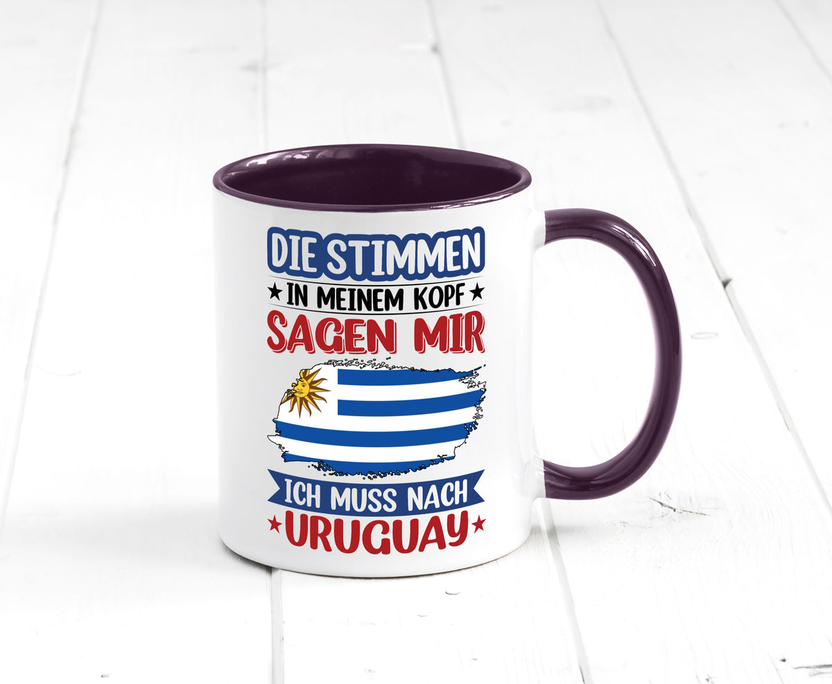 Uruguay | Urlaub Stimmen in meinem Kopf Traumland Geschenk Humor Geschenkidee Tasse